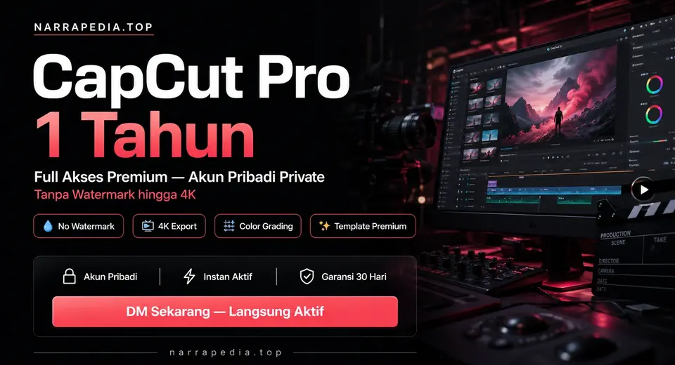 Promo CapCut Pro 1 Tahun Bergaransi dengan akun pribadi 100% private.