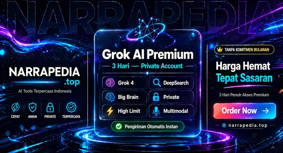 Promo GROK AI PREMIUM 3 HARI 100% Private Account dan Bukan akun sharing.